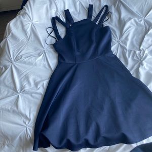 Navy blue formal mini dress